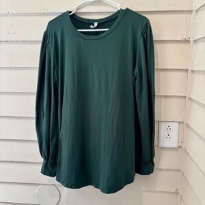 🔥5for$25🔥 Plus Size Acting Pro Green Long Sleeve Bishop Sleeve Puff Sleeve Top